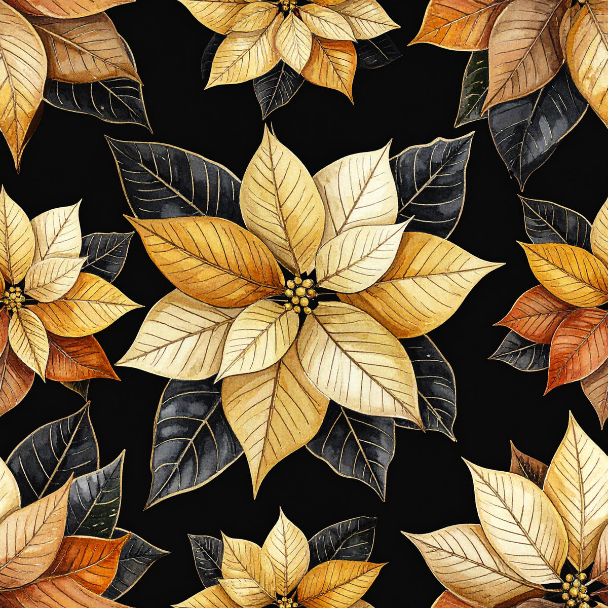 Golden Christmas Elegance Pattern 17 Quilting Cotton Fabric