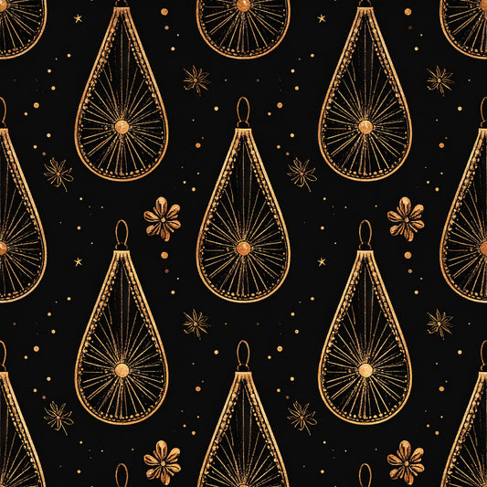 Golden Christmas Elegance Pattern 19 Quilting Cotton Fabric