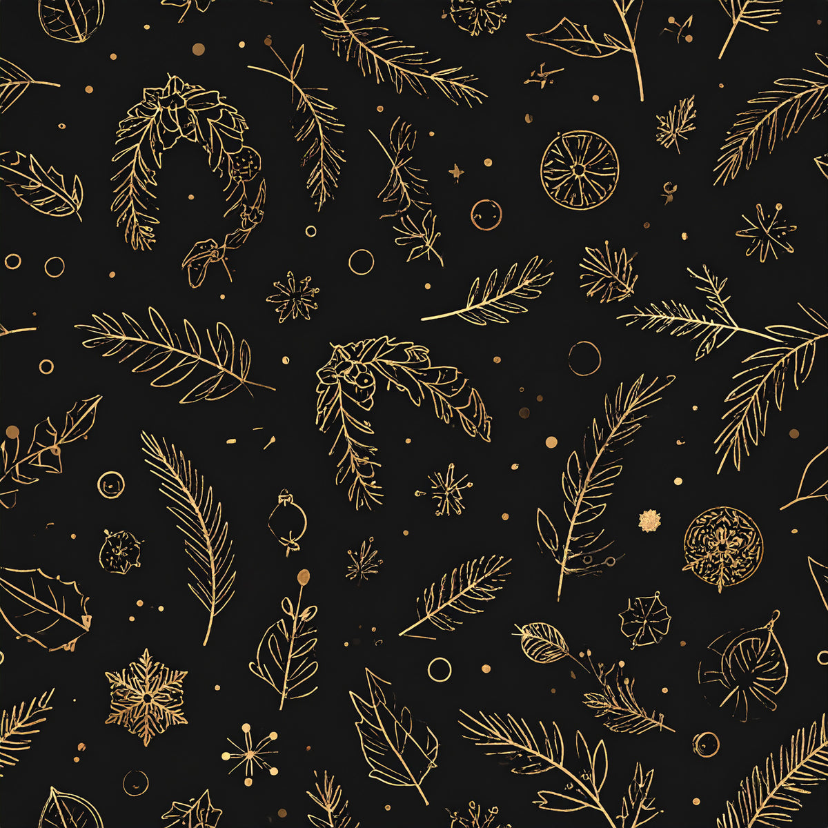 Golden Christmas Elegance Pattern 27 Quilting Cotton Fabric
