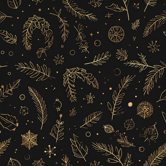 Golden Christmas Elegance Pattern 27 Quilting Cotton Fabric