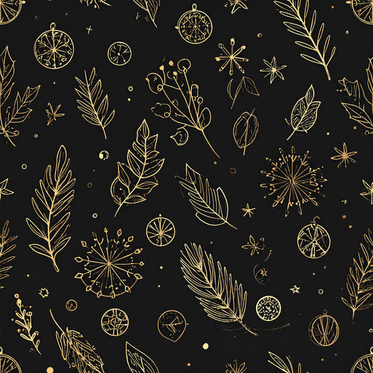 Golden Christmas Elegance Pattern 28 Quilting Cotton Fabric