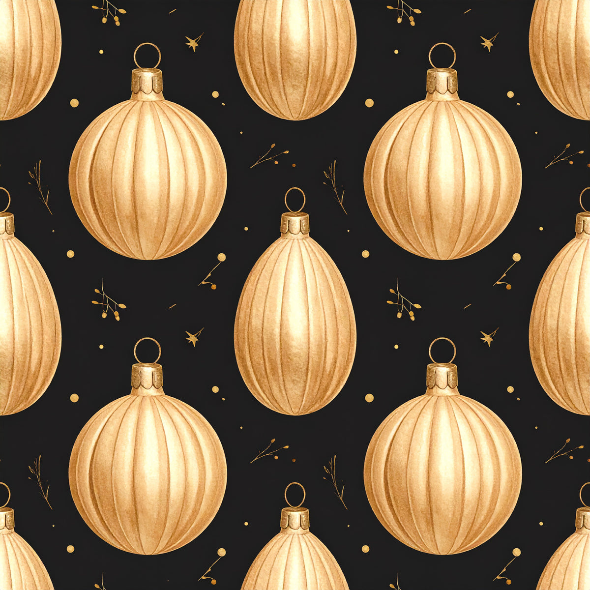 Golden Christmas Elegance Pattern 7 Quilting Cotton Fabric