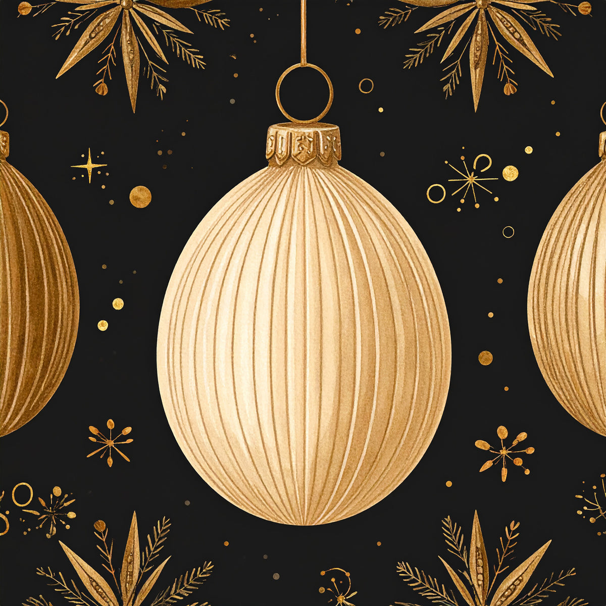 Golden Christmas Elegance Pattern 8 Quilting Cotton Fabric