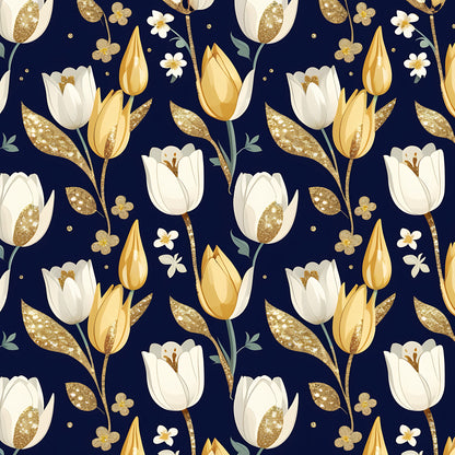 Golden Glitter Spring Pattern 9 Quilting Cotton Fabric