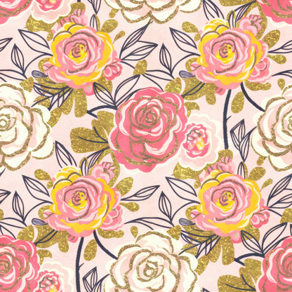 Golden Hour Roses Pattern 1 Quilting Cotton Fabric