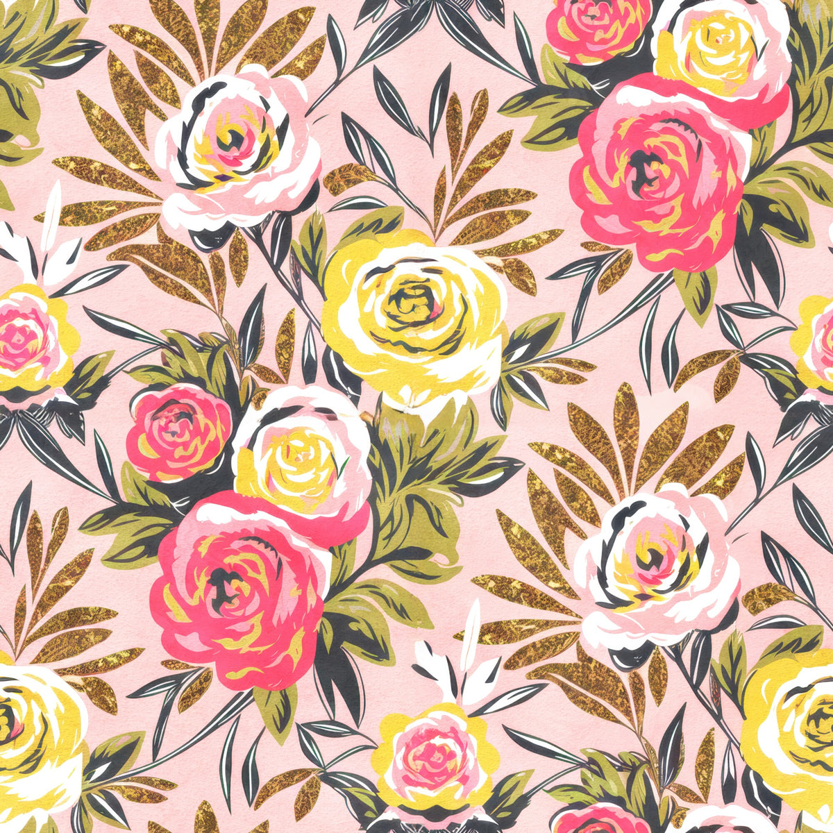 Golden Hour Roses Pattern 3 Quilting Cotton Fabric