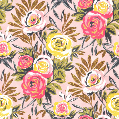 Golden Hour Roses Pattern 3 Quilting Cotton Fabric