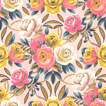 Golden Hour Roses Pattern 5 Quilting Cotton Fabric