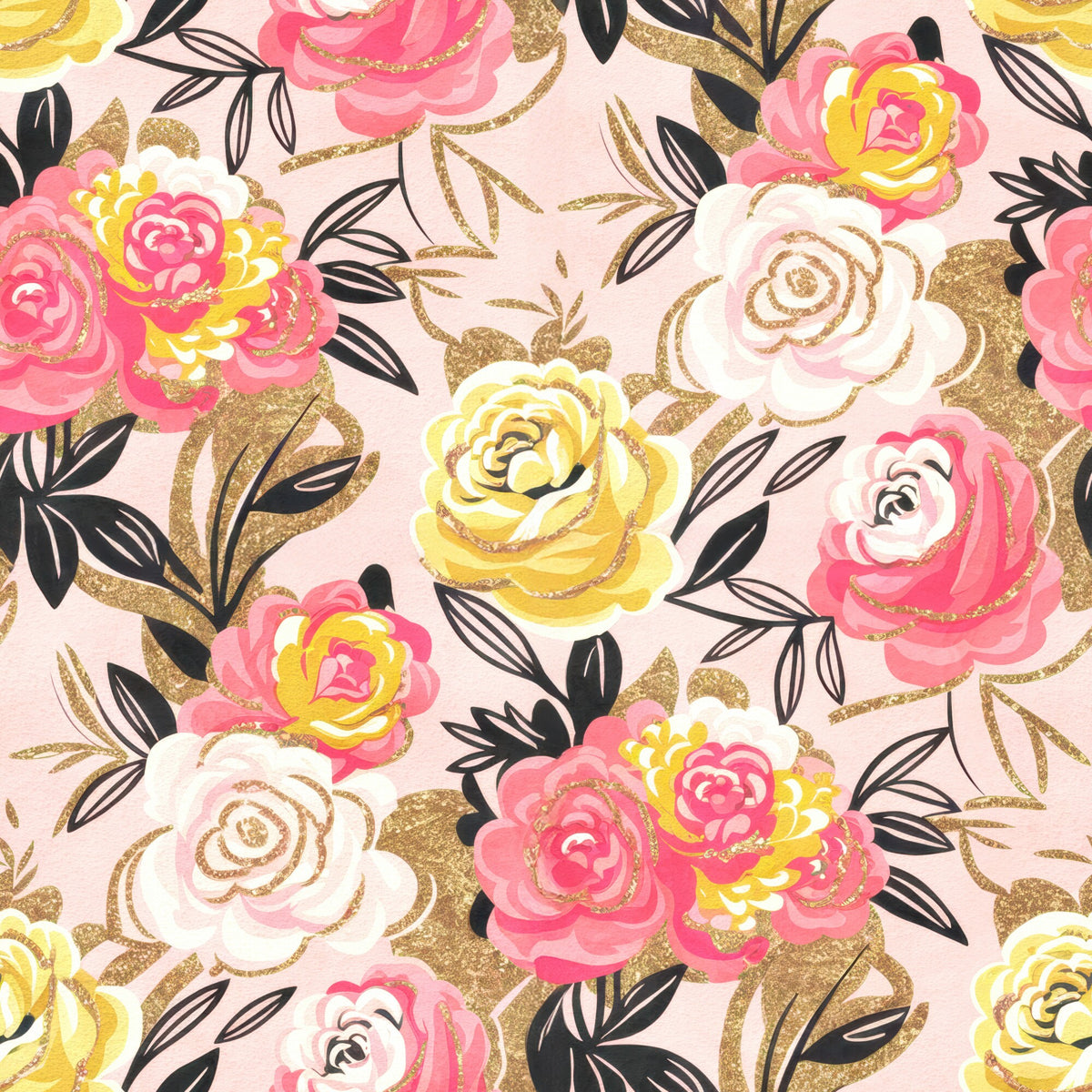 Golden Hour Roses Pattern 7 Quilting Cotton Fabric