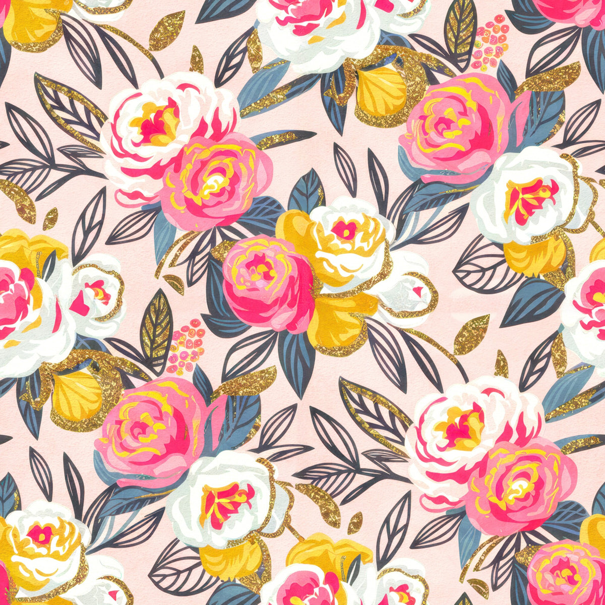 Golden Hour Roses Pattern 8 Quilting Cotton Fabric