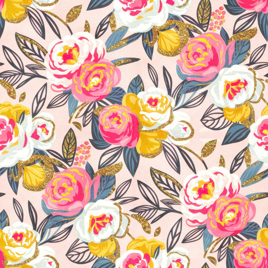 Golden Hour Roses Pattern 8 Quilting Cotton Fabric