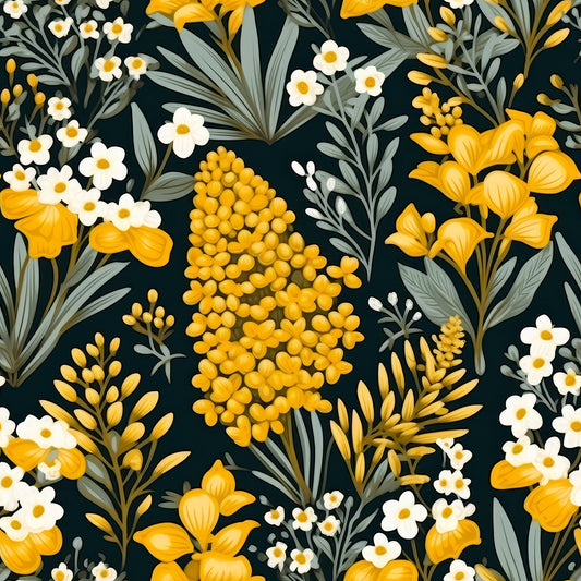 Goldenrod Flowers Pattern 11 Quilting Cotton Fabric