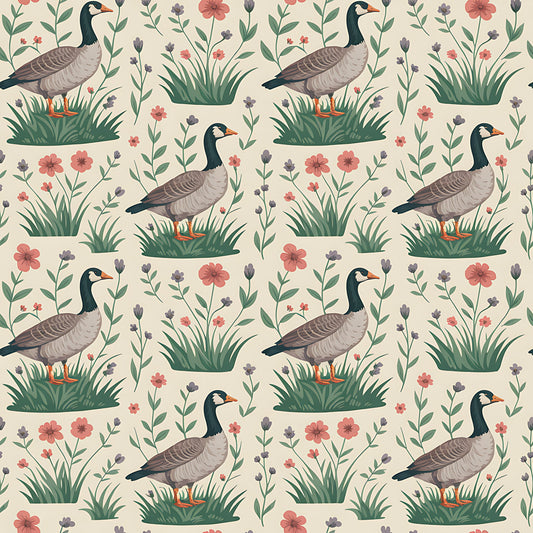 Goose Cottagecore Pattern 1 Quilting Cotton Fabric