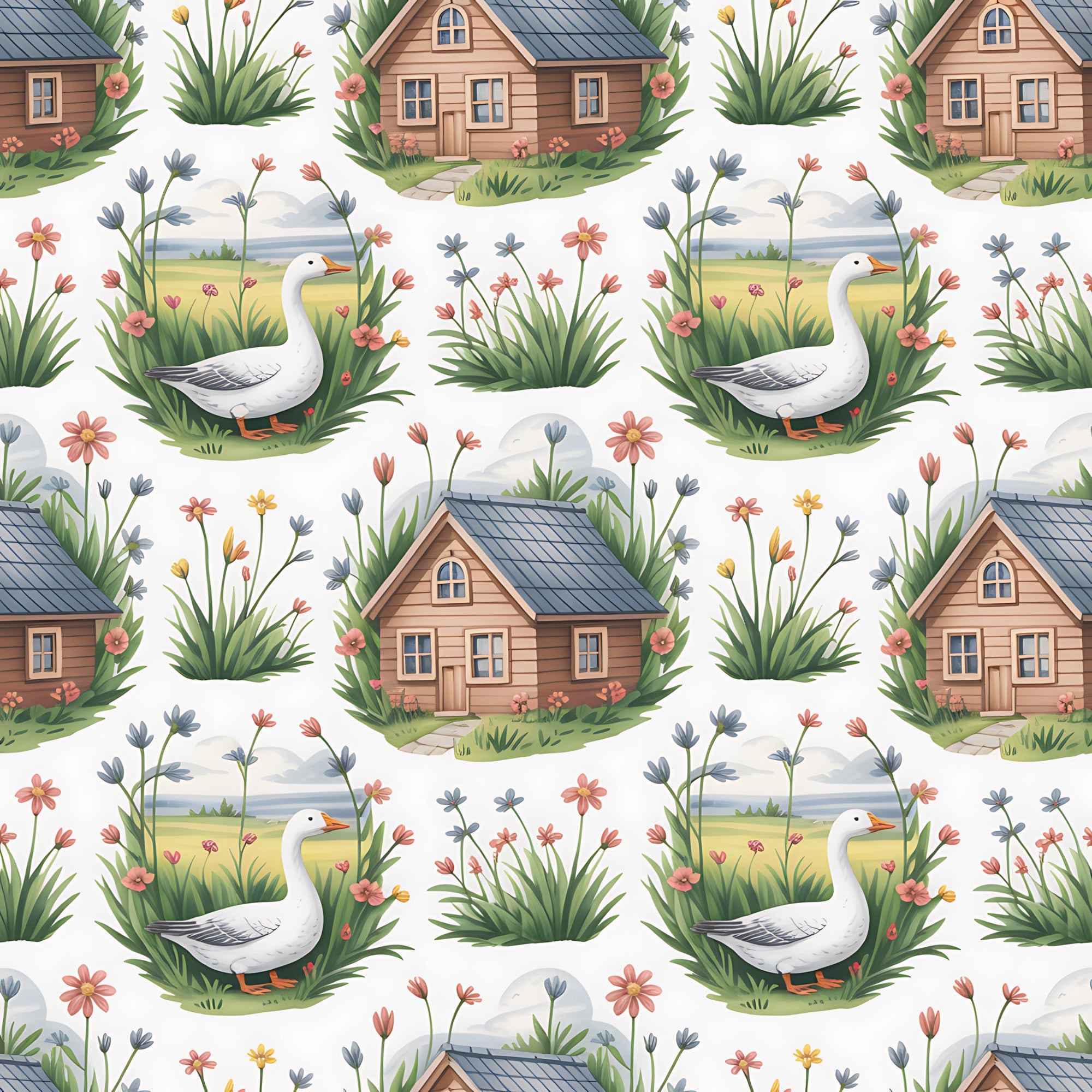Goose Cottagecore Pattern 13 Quilting Cotton Fabric – FabricMegaStore.com