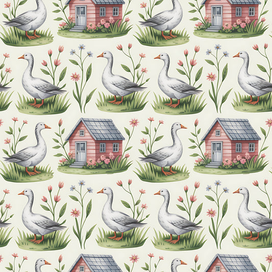 Goose Cottagecore Pattern 14 Quilting Cotton Fabric