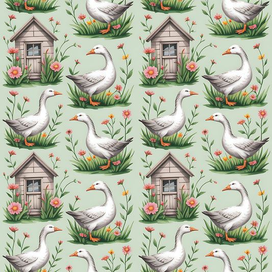 Goose Cottagecore Pattern 15 Quilting Cotton Fabric