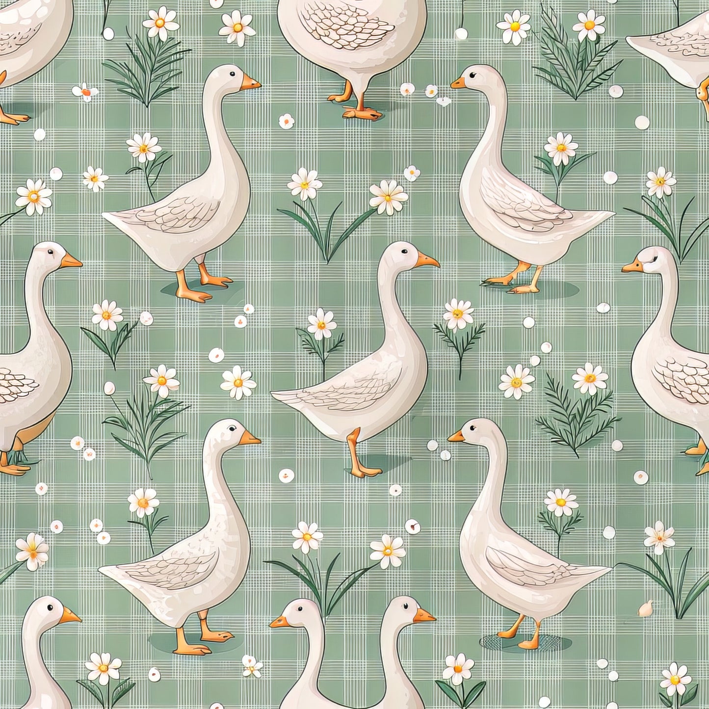 Goose Gingham Pattern 11 Quilting Cotton Fabric