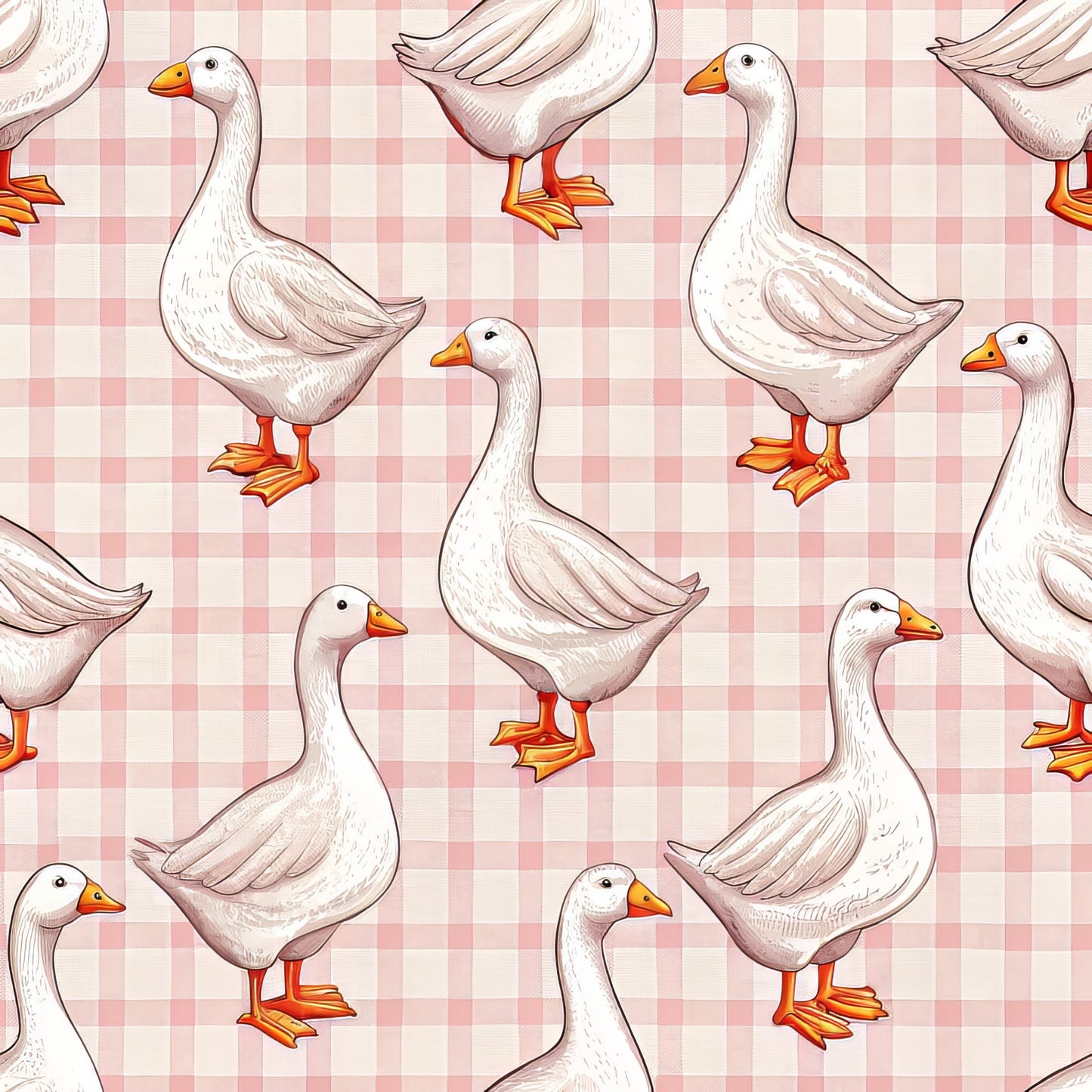 Goose Gingham Pattern 12 Quilting Cotton Fabric