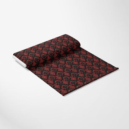 - Gothic Damask Pattern 7 Quilting Cotton Fabric  
- Black and deep red  
- Ornate floral motif  
- Textile roll  
- Elegant textile  
- Cotton quilting material  
- Victorian style  
- Decorative fabric  
- Soft texture  
- Repeating damask design