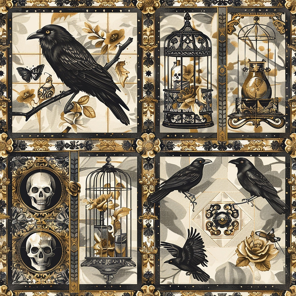 Gothic Patchwork Pattern 2 Quilting Cotton Fabric β FabricMegaStore.com