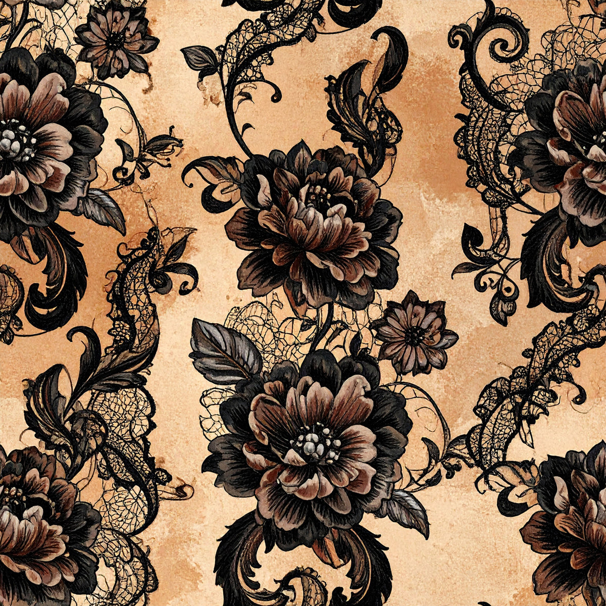 Gothic Couture Lace Pattern 8 Quilting Cotton Fabric