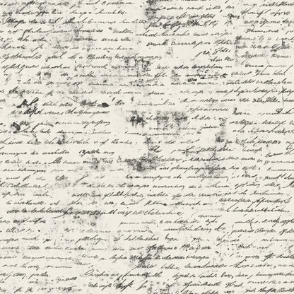 Gray Vintage Handwritten Letters Pattern 1 Quilting Cotton Fabric