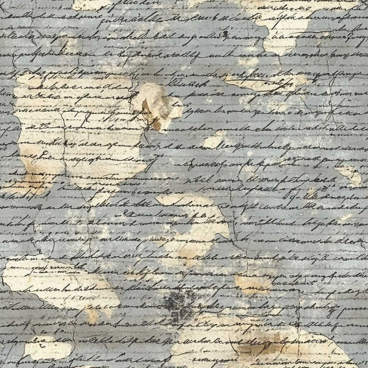 Gray Vintage Handwritten Letters Pattern 14 Quilting Cotton Fabric