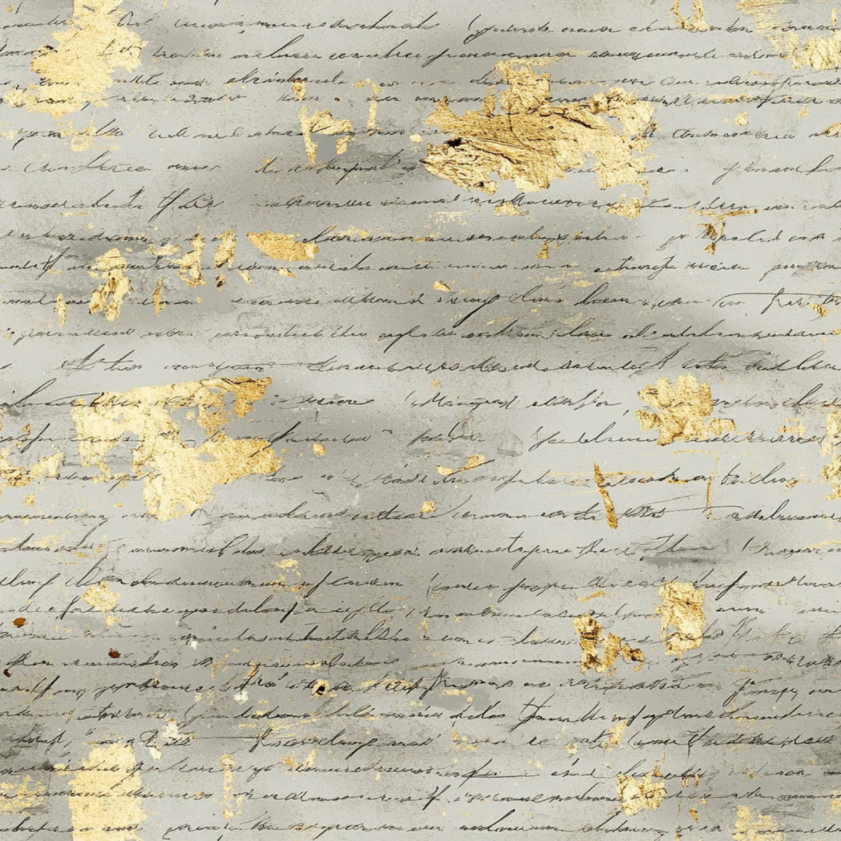 Gray Vintage Handwritten Letters Pattern 18 Quilting Cotton Fabric
