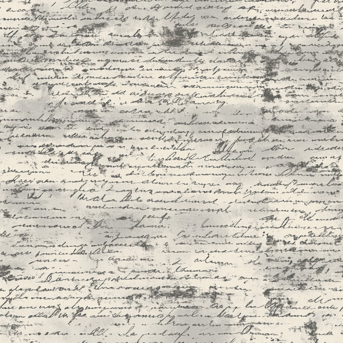Gray Vintage Handwritten Letters Pattern 9 Quilting Cotton Fabric