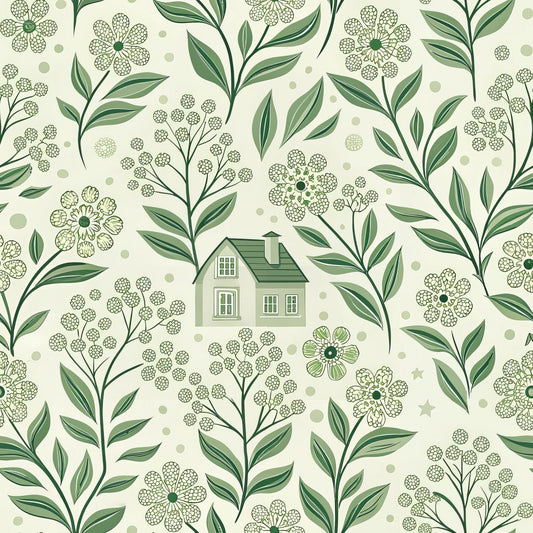 Green Farmhouse Pattern 14 Quilting Cotton Fabric