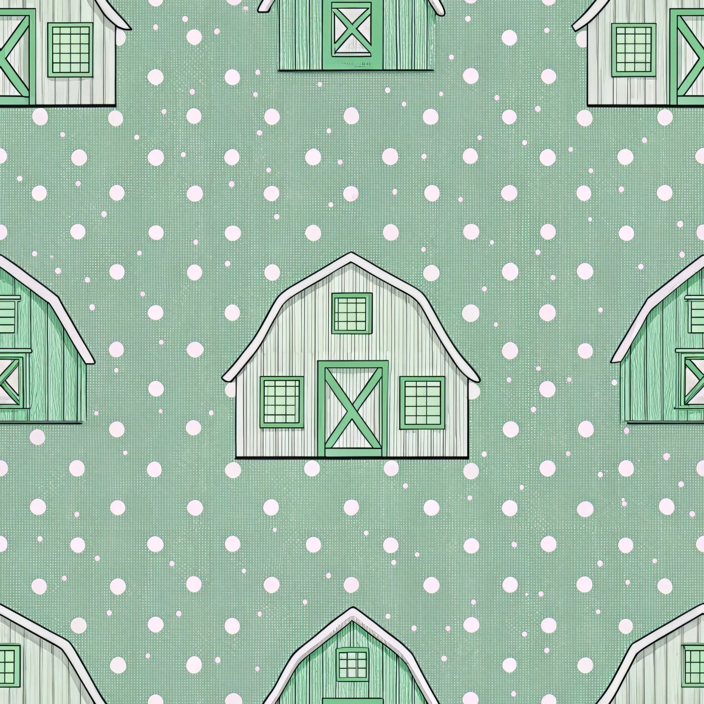 Green Farmhouse Pattern 15 Quilting Cotton Fabric