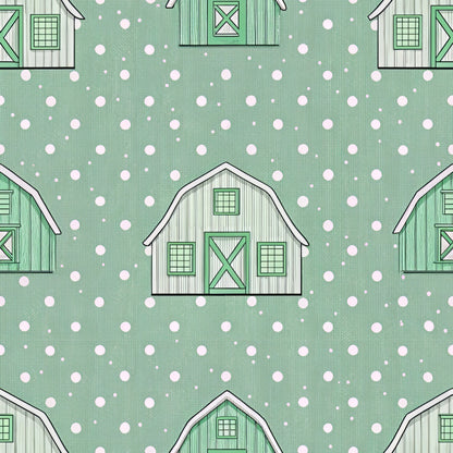 Green Farmhouse Pattern 15 Quilting Cotton Fabric