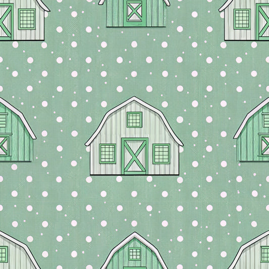 Green Farmhouse Pattern 15 Quilting Cotton Fabric