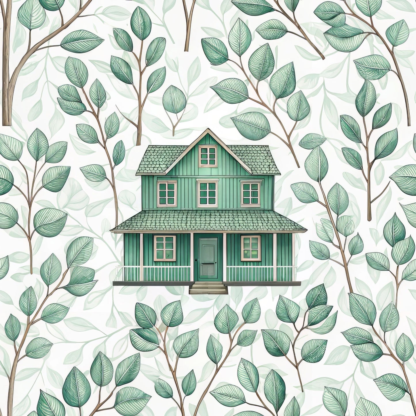 Green Farmhouse Pattern 2 Quilting Cotton Fabric