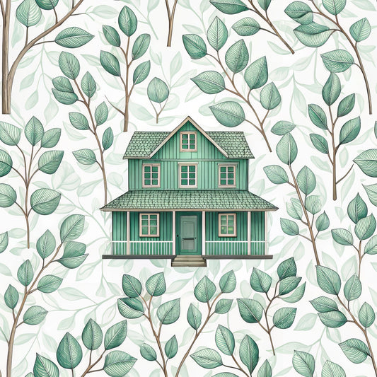 Green Farmhouse Pattern 2 Quilting Cotton Fabric