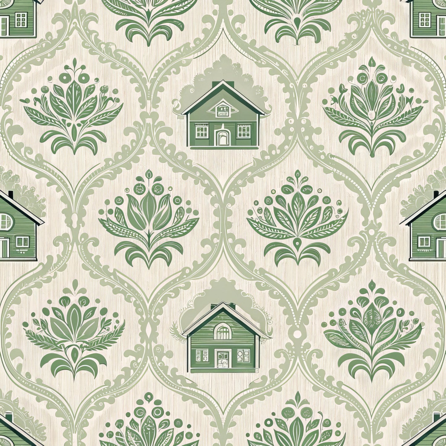 Green Farmhouse Pattern 6 Quilting Cotton Fabric