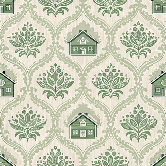 Green Farmhouse Pattern 6 Quilting Cotton Fabric
