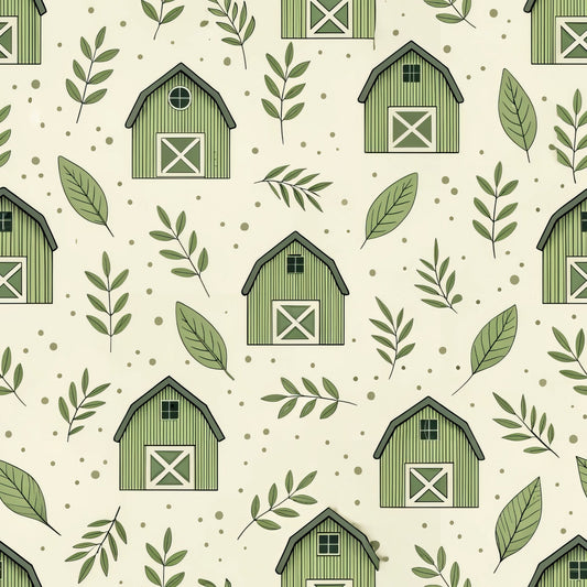 Green Farmhouse Pattern 7 Quilting Cotton Fabric