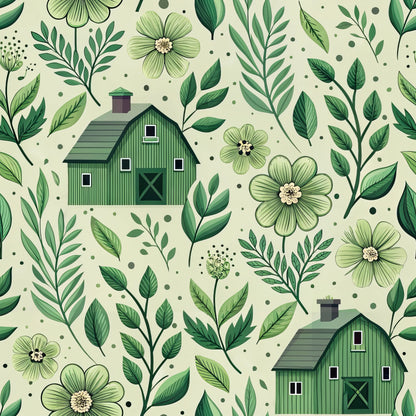 Green Farmhouse Pattern 8 Quilting Cotton Fabric