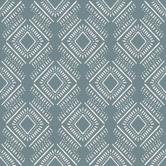 Groovy Blue Boho Pattern 16 Quilting Cotton Fabric