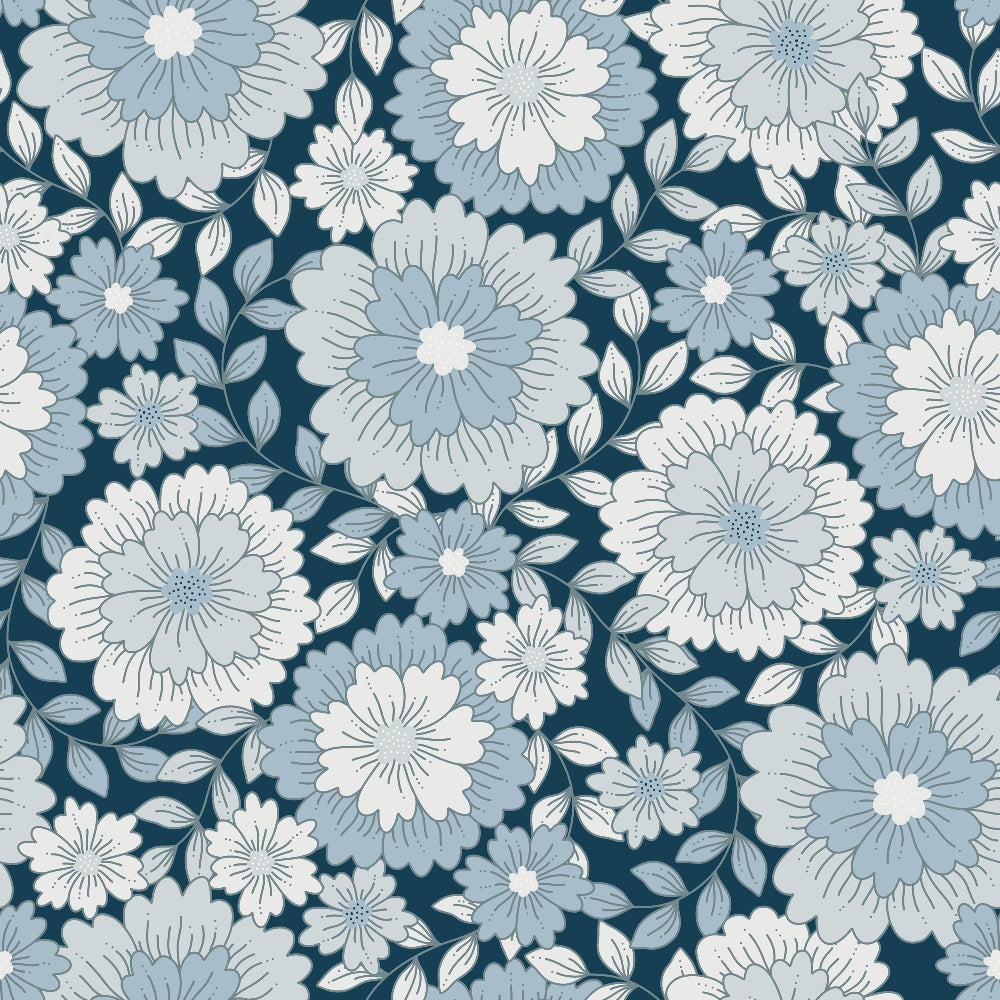 Groovy Blue Boho Pattern 4 Quilting Cotton Fabric