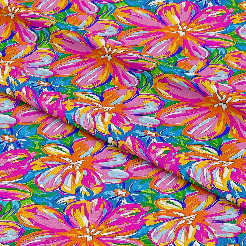 - Groovy Hippie Pattern 4 Quilting Cotton Fabric  
- vibrant floral fabric  
- colorful flowers  
- pink, orange, yellow, green, blue  
- cotton quilting material  
- bright, bold, cheerful  
- retro, hippie style  
- artistic, decorative textile  
- soft, durable fabric  
- home decor, craft fabric
