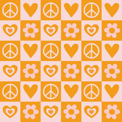 Groovy Peace and Love Pattern 9 Quilting Cotton Fabric