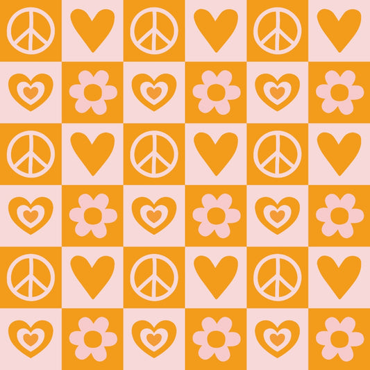 Groovy Peace and Love Pattern 9 Quilting Cotton Fabric