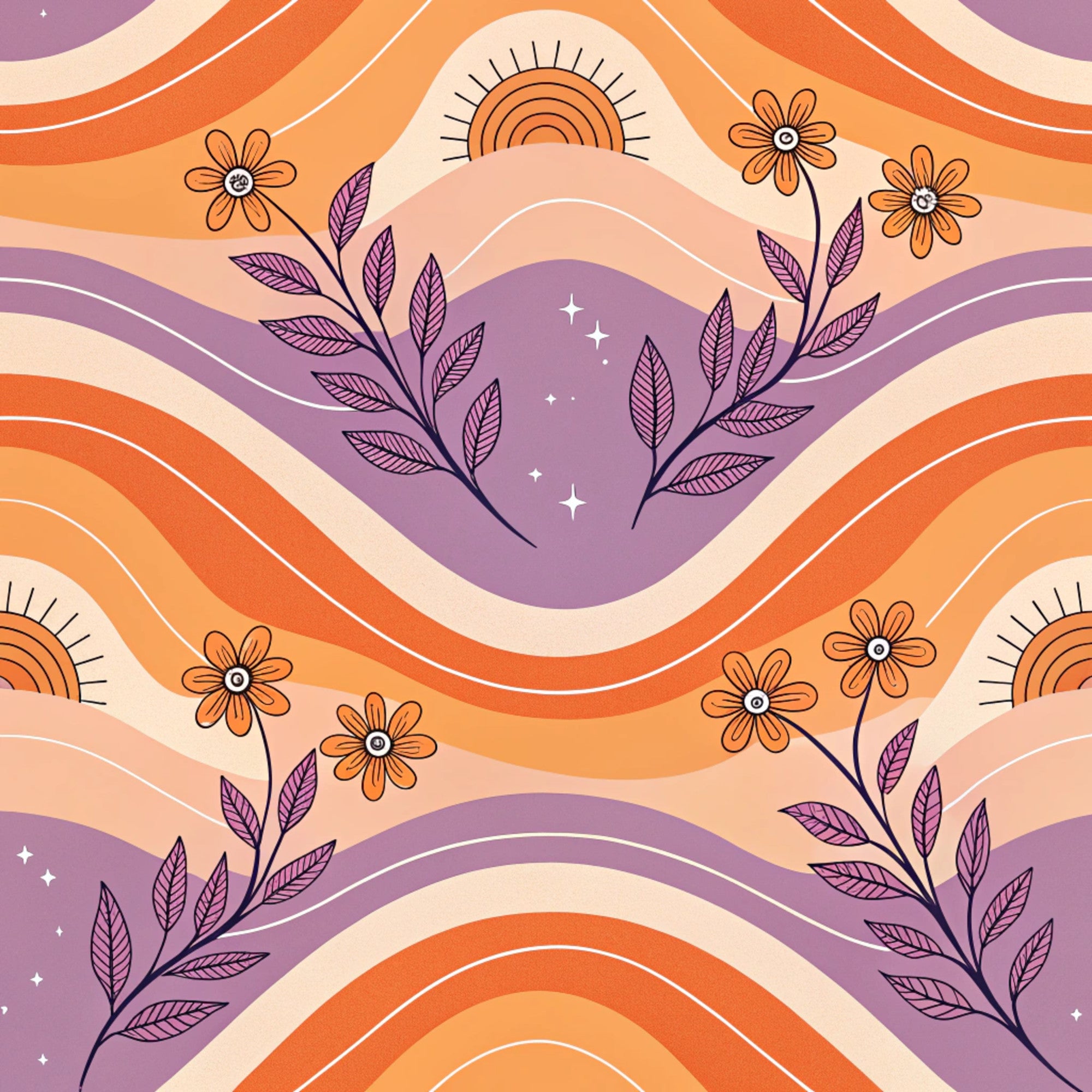 Groovy Time Pattern 13 Quilting Cotton Fabric – FabricMegaStore.com