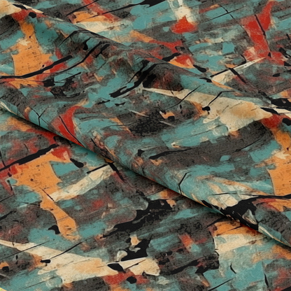 - Grunge Dry Paint Texture Pattern 5 Quilting Cotton Fabric  
- Abstract  
- Brushstroke  
- Turquoise  
- Orange  
- Black  
- Beige  
- Cotton  
- Quilting  
- Textile  
- Artistic  
- Contemporary  
- Fabric Yardage