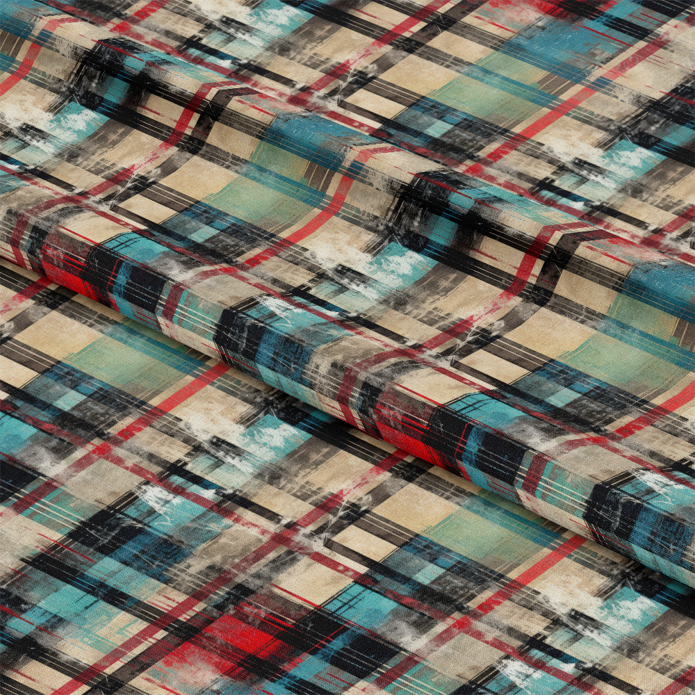 Grunge Plaid Pattern 6 Quilting Cotton Fabric