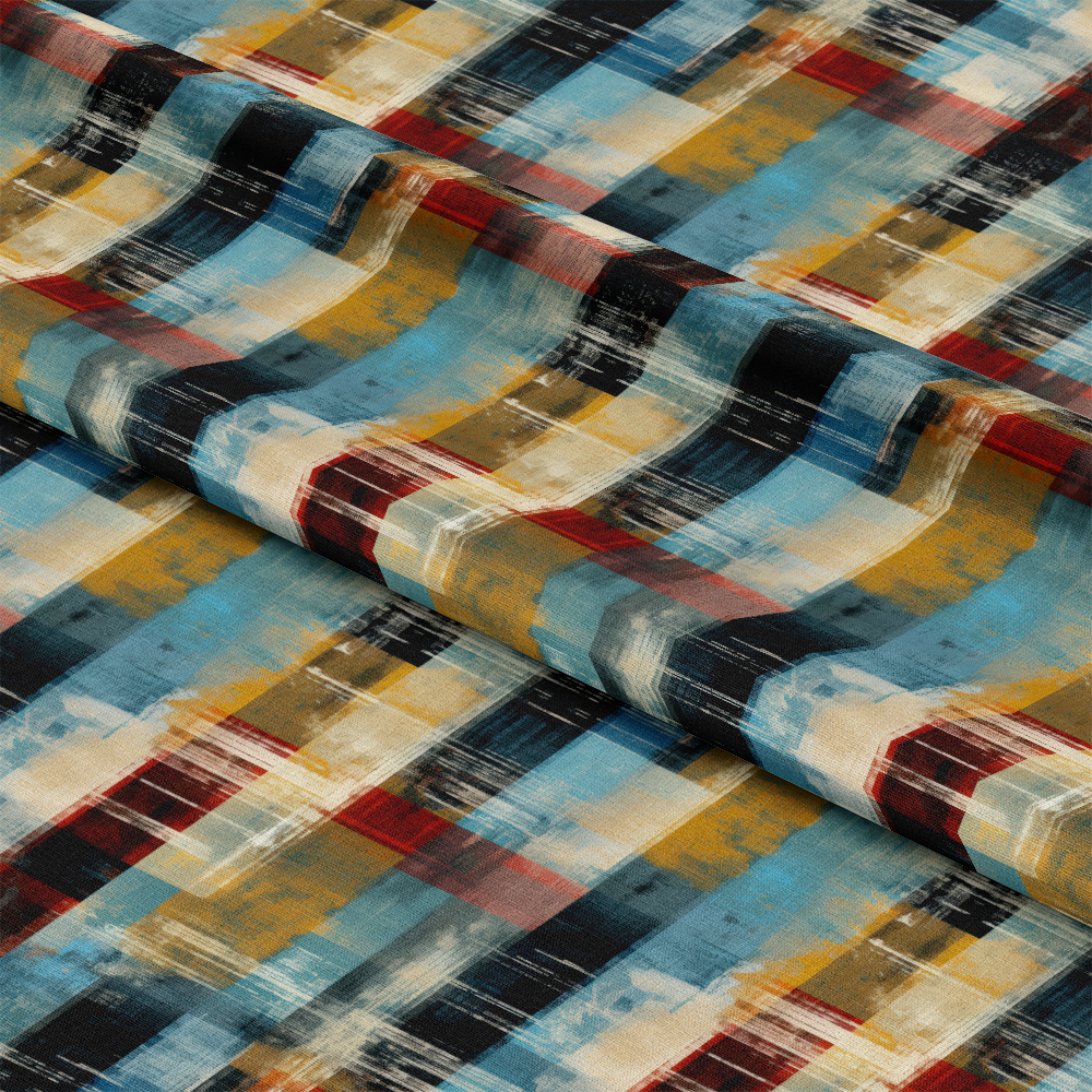 Grunge Plaid Pattern 8 Quilting Cotton Fabric