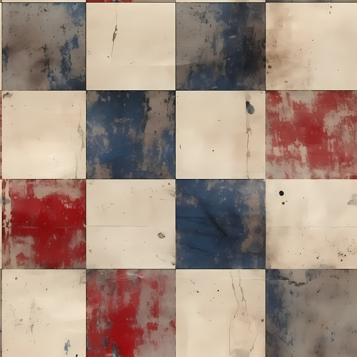 Grunge Chessboard Pattern 11 Quilting Cotton Fabric