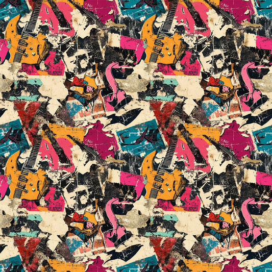 Grunge Rock Guitar Pattern 11 Quilting Cotton Fabric